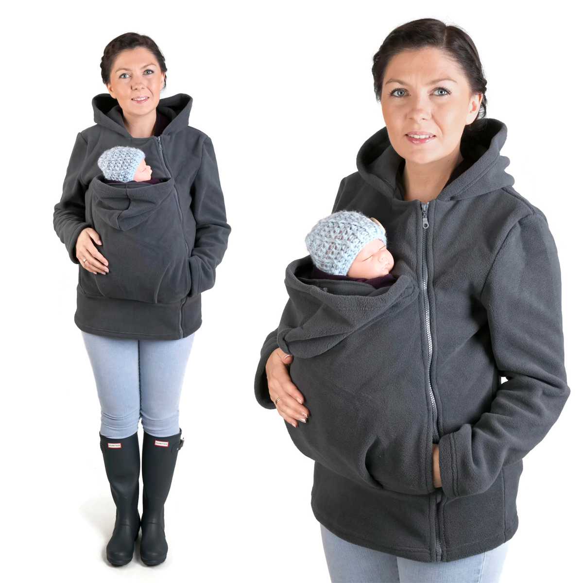 COLLAGE NP12 - GREY Fun2bemum babywearing fleece jacket graphite