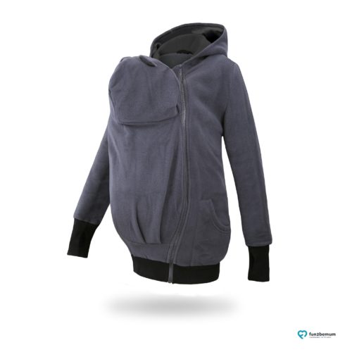 Fun2bemum babywearing fleece jacket polar front-2 graphite black