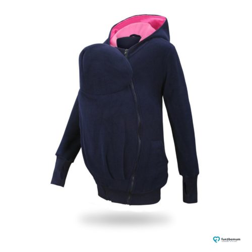 Fun2bemum babywearing fleece jacket polar front-2 navy pink