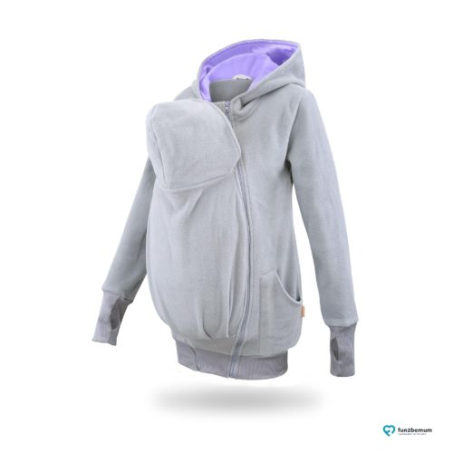 Fun2bemum babywearing fleece jacket polar front-6 grey lilac