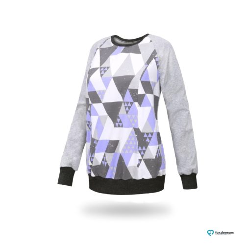 Fun2bemum maternity nursing sweatshirt Charlie ciazowa bluza do karmienia-3 trójkąty fiolet