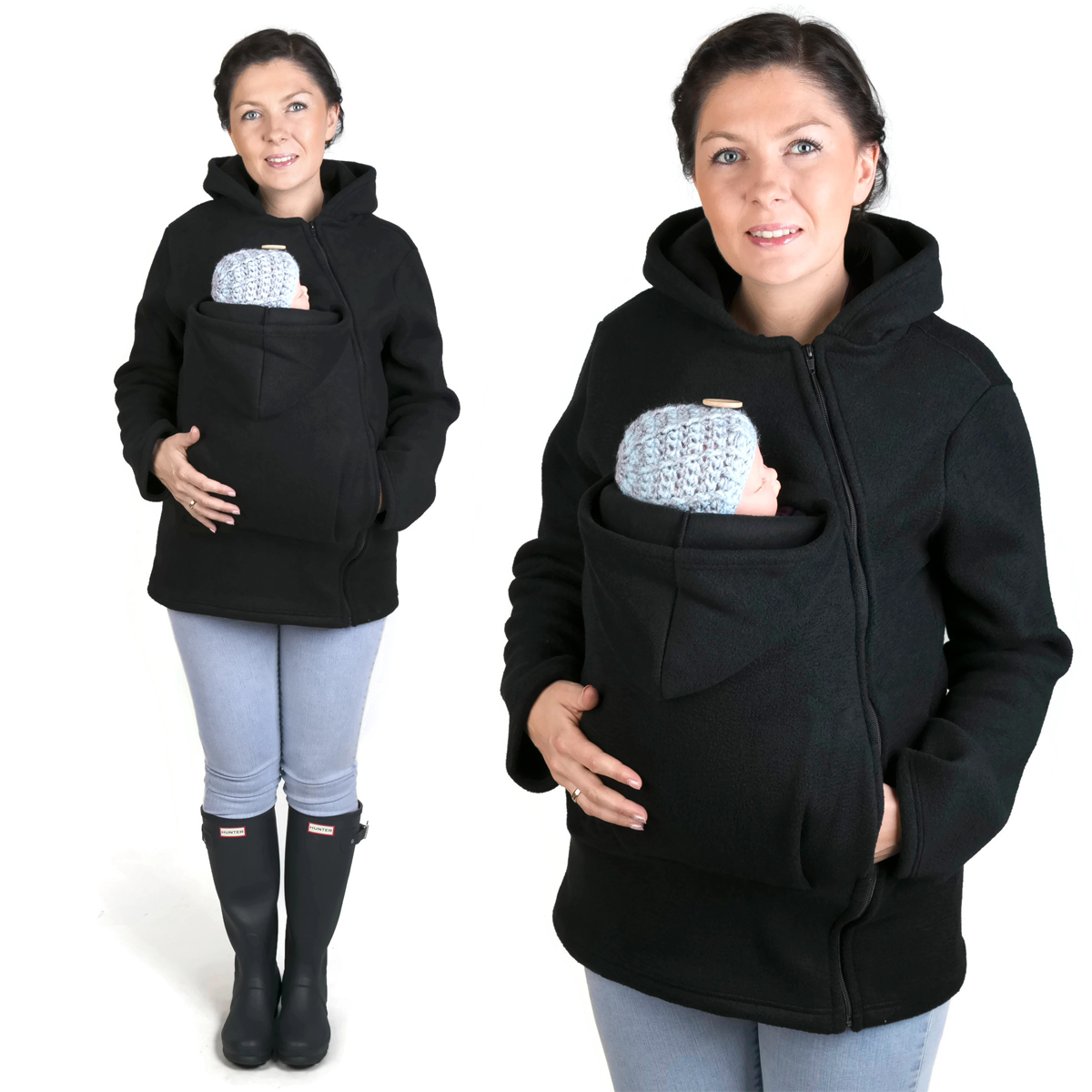 COLLAGE NP12 BLACK Fun2bemum babywearing fleece jacket black