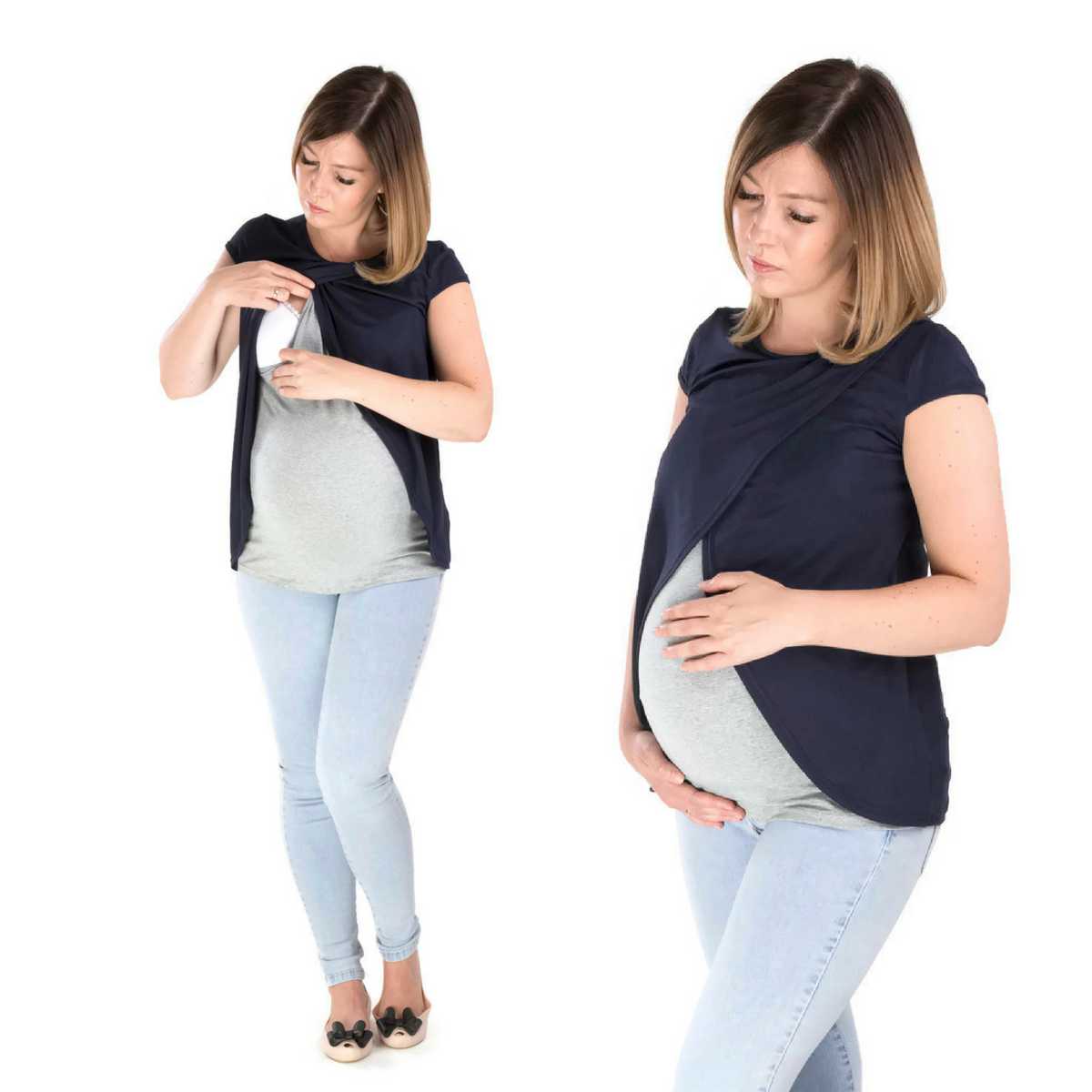 Podwójna falbanka grey-navy collage 1 x1