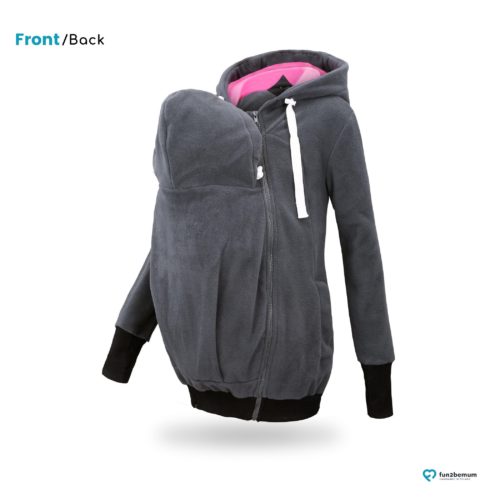 Fun2bemum babywearing fleece jacket polar front-back (3)- grafit róż