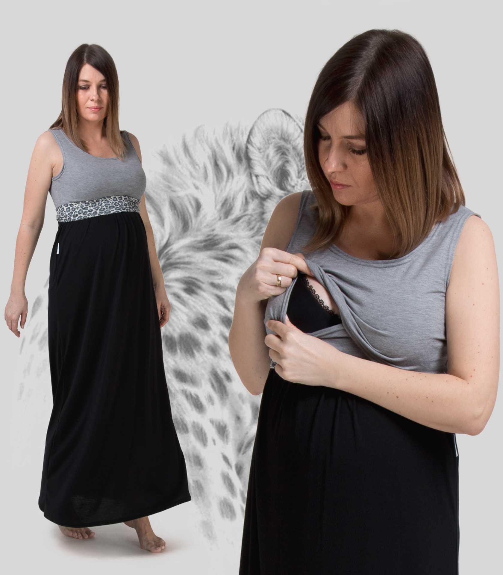 długa sukienka panther design - pas mamaville collage