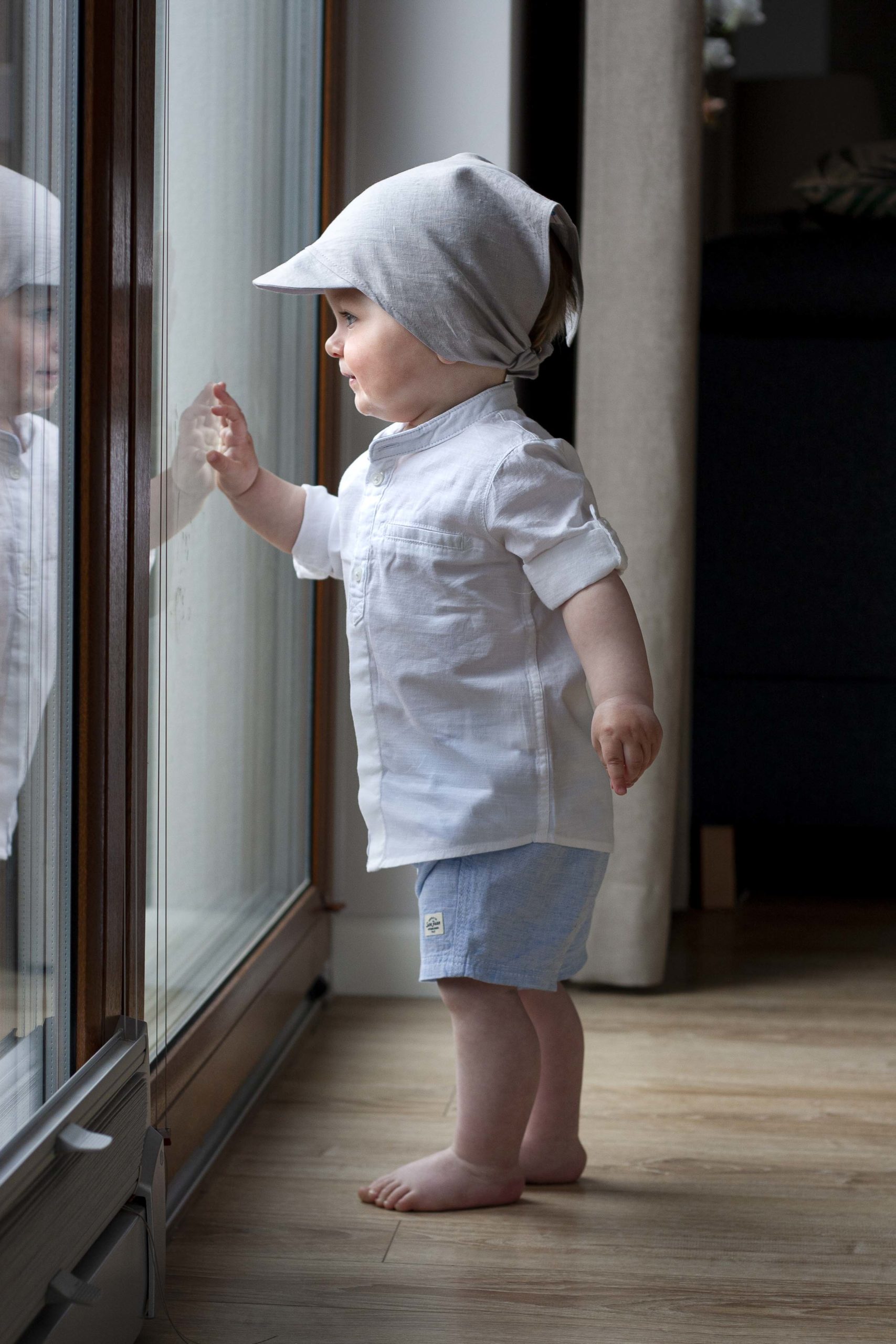 chusteczka_lniana_z_daszkiem_szary_popiel chusteczka czapeczka lniana z daszkiem szary popiel